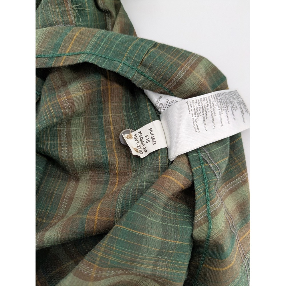 EXOFFICIO Mens Large Green Brown Plaid Long Sleeve Button Up Outdoor Travel - Picture 7 of 9